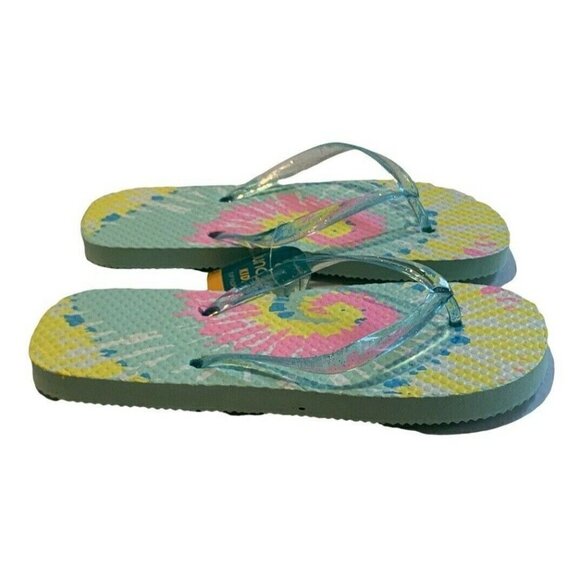 Juncture Kids Flip Flops Thong Sandals Size L 2/3 Outdoor Beach Ty Dye Casual - Picture 4 of 7